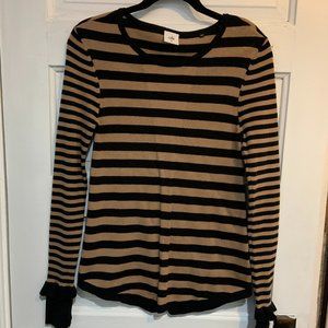 CAbi black and tan striped sweater